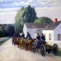 Hopper, Light Battery At Gettysburg Ca. 1940 Hand Painted Reproduction