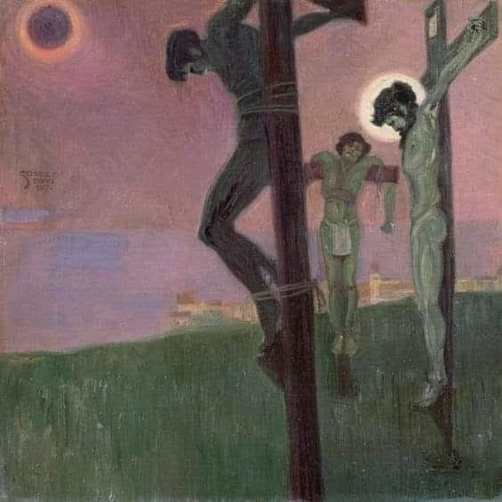 Egon Schiele Crucifixion With Darkened Sun 1907 Hand Painted Reproduction museum quality