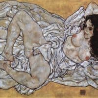 Egon Schiele Reclining Woman 1917 Hand Painted Reproduction