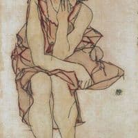 Egon Schiele Seated Young Lady 1917 Hand Painted Reproduction