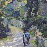 Elizabeth Forbes Off To School Hand Painted Reproduction