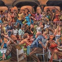 Ernie Barnes The Disco 1978 Hand Painted Reproduction