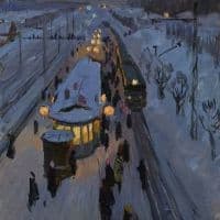 Evgeny Petrovich Bitkin Suburban Station 1962 Hand Painted Reproduction