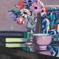 Francis C.b. Cadell Still Life Anemones - 1931 Hand Painted Reproduction