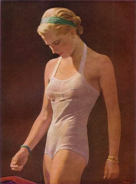 Friedrich Schult In A Swimsuit - 1939 Hand Painted Reproduction museum quality