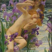Gaston Bussiere The Irises 1897 Hand Painted Reproduction