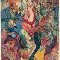 George Grosz Panorama Down With Liebknecht 1919 Hand Painted Reproduction