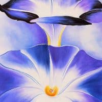 Georgia O Keeffe Blue Morning Glories - 1935 Hand Painted Reproduction