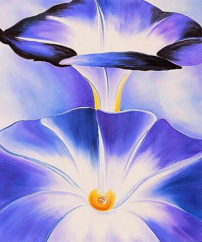 Georgia O Keeffe Blue Morning Glories - 1935 Hand Painted Reproduction museum quality