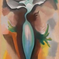 Georgia O Keeffe Flowering Plant C. 1920 Hand Painted Reproduction