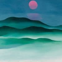 Georgia O Keeffe Pink Moon Over Water 1924 Hand Painted Reproduction