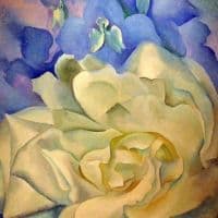 Georgia O Keeffe White Rose With Larkspur No. 2 1927 Hand Painted Reproduction