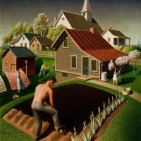 Grant Wood Spring In Town - 1941 Hand Painted Reproduction