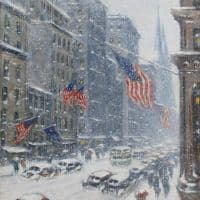 Guy Carleton Wiggins Down The Avenue - 1940 Hand Painted Reproduction