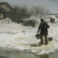 Hans Andersen Brendekilde Tosne Or Break In The Frost 1895 Hand Painted Reproduction