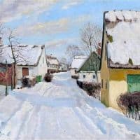 Harald Pryn Winter Day In A Village Hand Painted Reproduction