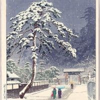 Hasui Kawase Honmon Temple In Snow 1931 Hand Painted Reproduction