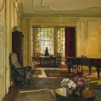 Herbert Davis Richter Salon With A Piano Hand Painted Reproduction