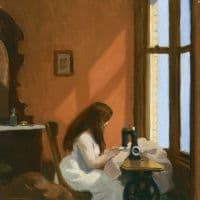 Hopper Girl At Sewing Machine Hand Painted Reproduction