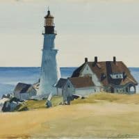 Hopper Lighthouse And Buildings Portland Head Cape Elizabeth Maine Hand Painted Reproduction