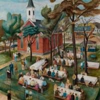 James Baare Turnbull The Church Supper 1934 Hand Painted Reproduction