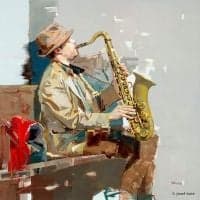 Josef Kote The Saxophonist Hand Painted Reproduction