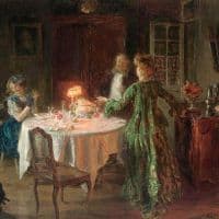 Jules-alexandre Grun The Dinner Party 1911 Hand Painted Reproduction