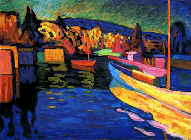Kandinsky Autumn Landscape With Boats Hand Painted Reproduction museum quality