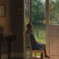 Karl Harald Alfred Broge Interior With A Girl Looking Out Into The Garden 1920 Hand Painted Reproduction