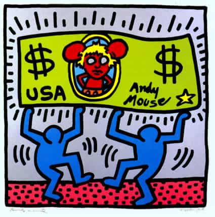 Keith Haring Andy Mouse 1986 Hand Painted Reproduction museum quality