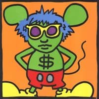 Keith Haring Andy Mouse Dollar Sign Hand Painted Reproduction