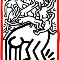 Keith Haring Fight Aids Worldwide Hand Painted Reproduction