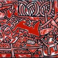 Keith Haring Red Room Hand Painted Reproduction