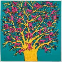 Keith Haring The Tree Of Monkeys 1984 Hand Painted Reproduction