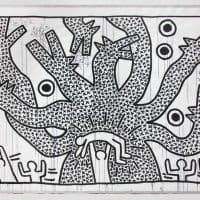 Keith Haring Untitled 1982 Exposition Brooklyn Musuem Hand Painted Reproduction
