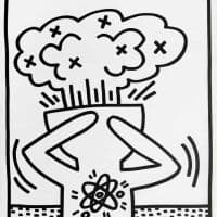 Keith Haring Untitled 1983 - Atomic Bomb In The Head Hand Painted Reproduction