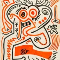 Keith Haring Untitled 1984 - Saber Fight Hand Painted Reproduction