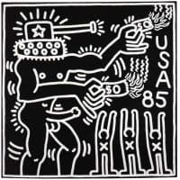 Keith Haring Untitled 1985 - Cuba No Libre Hand Painted Reproduction