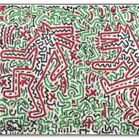 Keith Haring Untitled Dancing Dogs Hand Painted Reproduction