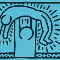Keith Haring Victory In Blue Hand Painted Reproduction