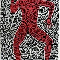 Keith Haring White Knight Hand Painted Reproduction