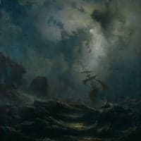 Knud Andreassen Baade Stormy Night At Norwegian West Coast 1856 Hand Painted Reproduction