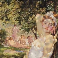Konstantin Somov Bathing In The Sun - 1930 Hand Painted Reproduction