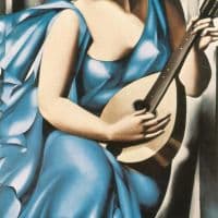 Lempicka Blue Woman With A Guitar Hand Painted Reproduction
