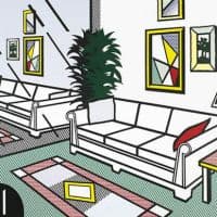 Lichtenstein Interior With Mirrored Wall Hand Painted Reproduction