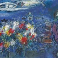 Marc Chagall Bouquet Dans La Nuit 1966 Hand Painted Reproduction