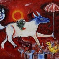 Marc Chagall Cow With Umbrella Hand Painted Reproduction