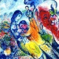 Marc Chagall La Joie Familaile 1976 Hand Painted Reproduction