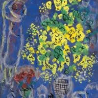 Marc Chagall Le Bouquet Jaune Ou Le Bouquet De Mimosa C. 1977 Hand Painted Reproduction