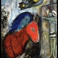 Marc Chagall Self-portrait With A Clock In Front Of Crucifixion - 1947. Hand Painted Reproduction